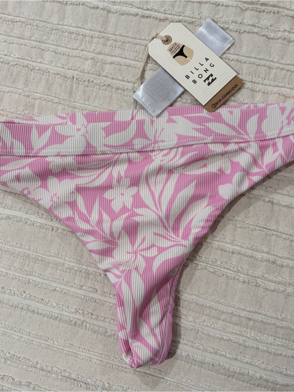 NWT Billabong Pink & White Floral Bikini Bottom